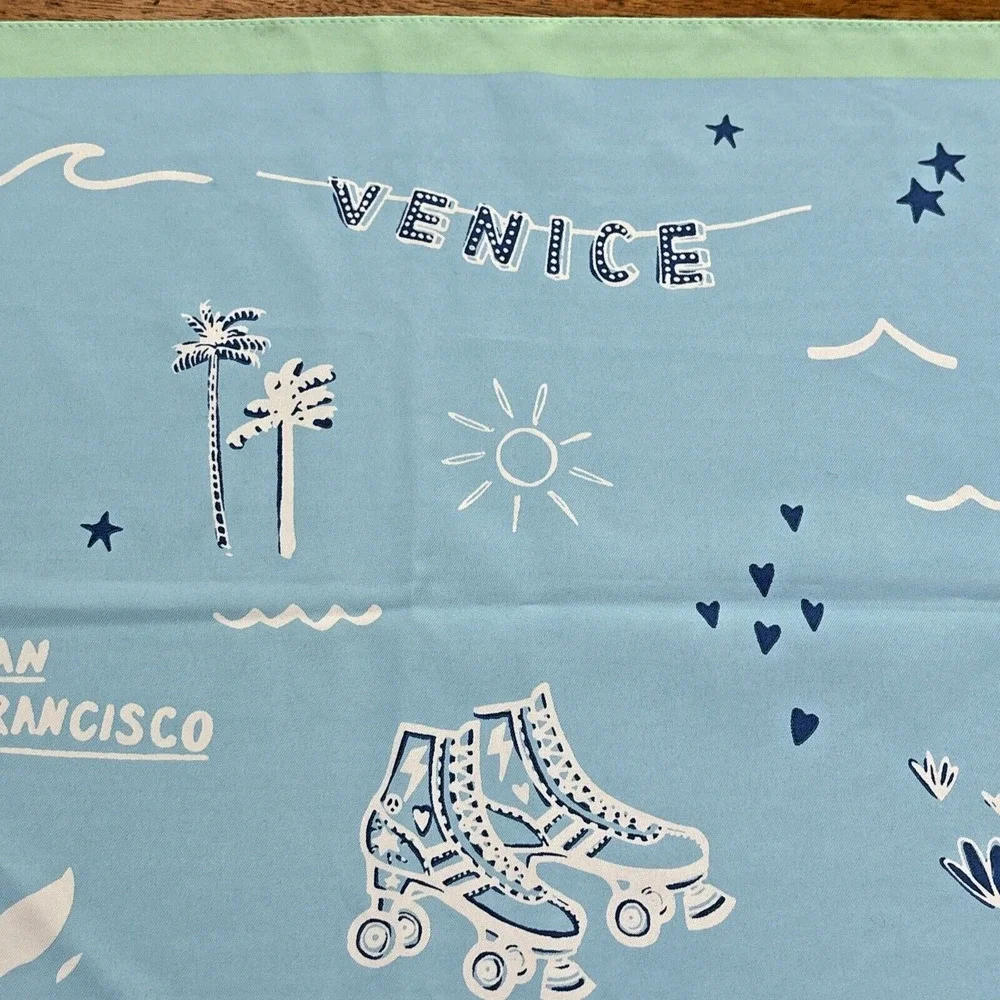 BCBG Generation Sky Blue Mint Green California Silky Feel Preppy Square Scarf